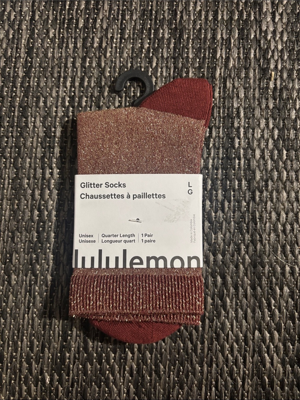 Lululemon Glitter Socks Quarter Length 1 Pair NEW Rockwood